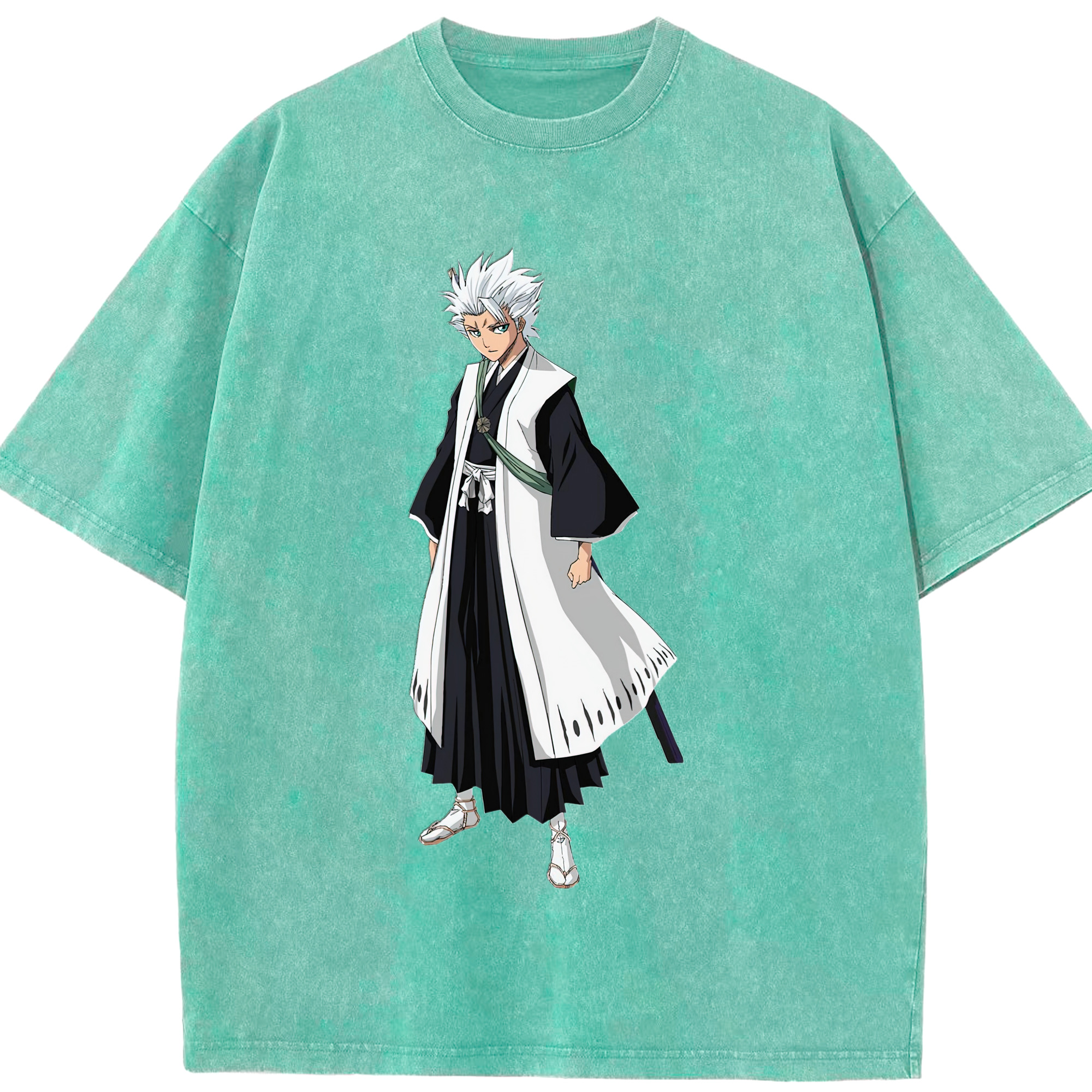 （画像用） ブリーチ 日番谷冬獅郎（ひつがや とうしろう） BLEACH Hitsugaya Toushirou 綿100% ヴィンテージ風 半袖Tシャツ（フロントプリント）